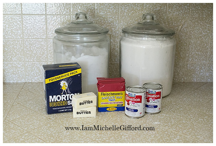 Bread dough ingredients with Michelle Gifford Photography on how to make homemade bread