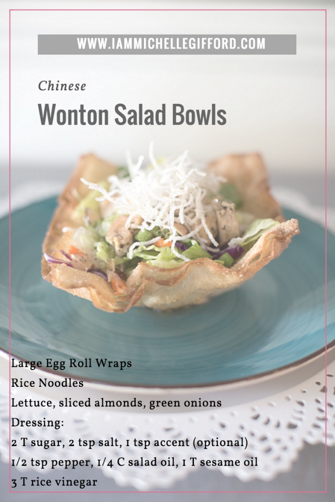 Chinese wonton salad Bowls Recipe by I am Michelle Gifford