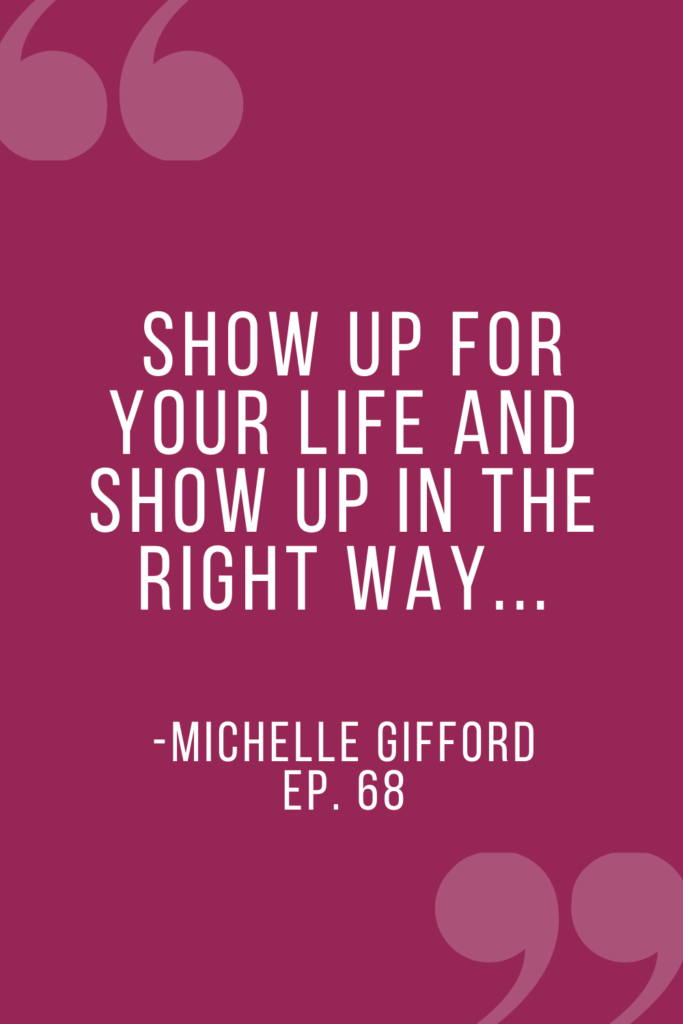 A quote from a podcast episode to help you be productive while working from home. www.iammichellegifford.com