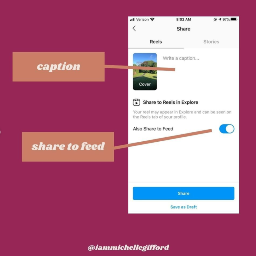 how to create your first instagram reel www.iammichellegifford.com