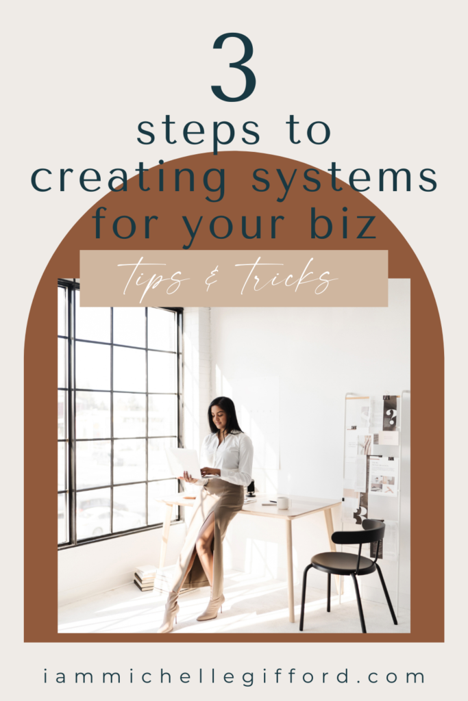 3 steps to take to set up systems in your biz. www.iammichellegifford.com