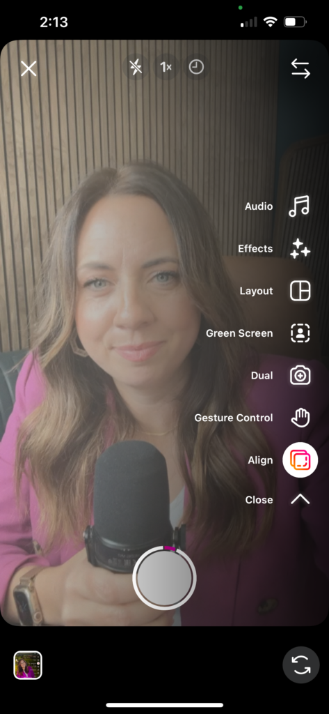 screenshot of editing Michelle Gifford's Instagram reel.