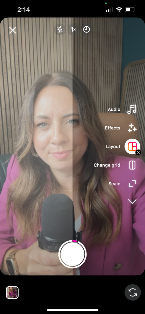 screenshot of using the layout feature on Michelle Gifford's Instagram reel.